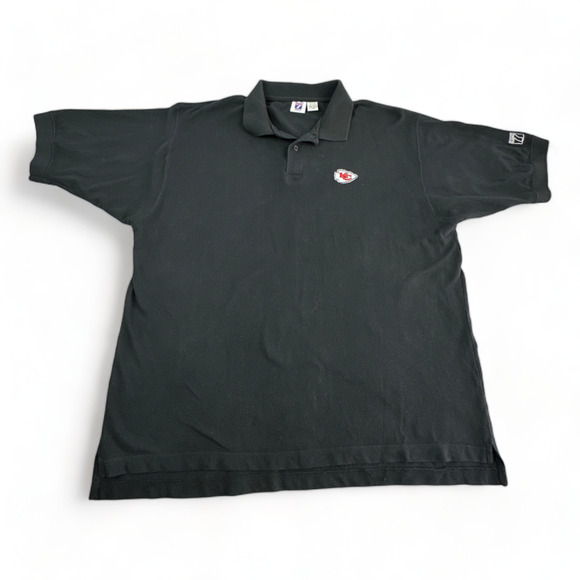 Vintage Chiefs Polo Shirt Adult EXTRA LARGE Black Y2K Kansas City NFL Football - Picture 1 of 6